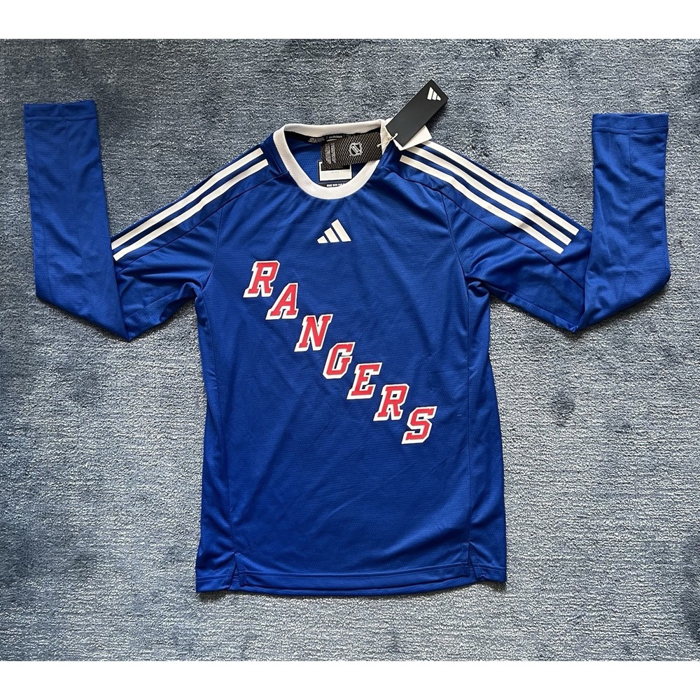 Adidas NHL Rangers Long Sleeve Tee Sz S Blue White NWT